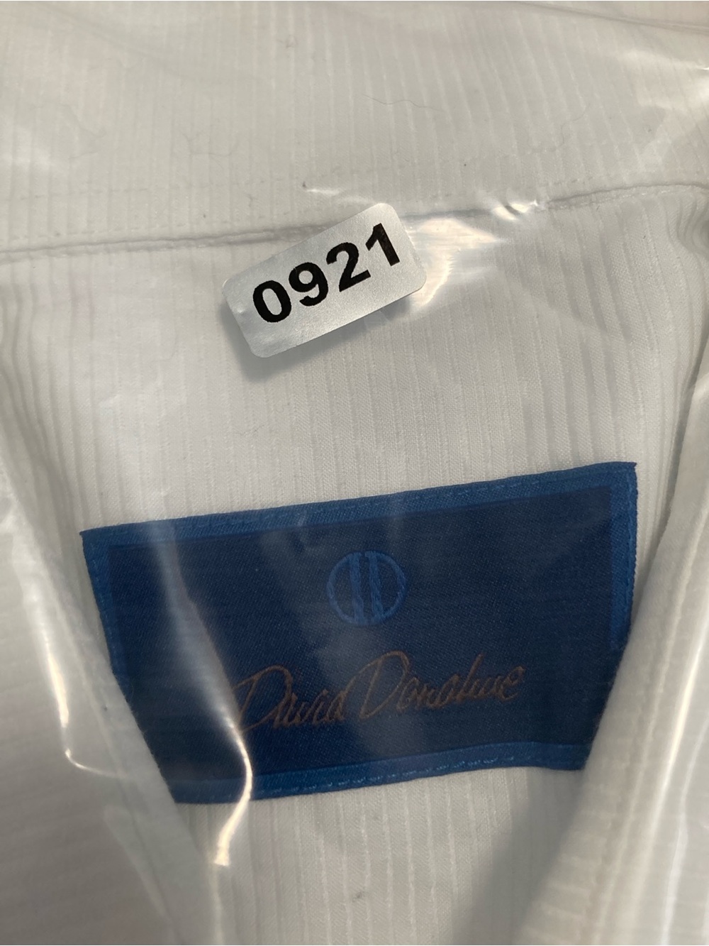 David Donahue Mens White Cotton Dress Shirt French Cuff  Horizontal Rib 17 34/35 - Picture 16 of 16